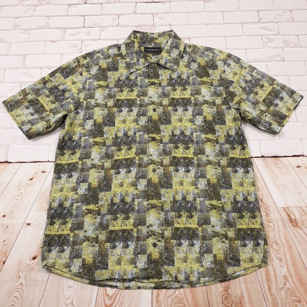 Jhane Barnes Shirt Mens M Classic Fit Casual Disco Abstract Party Short Sleeve